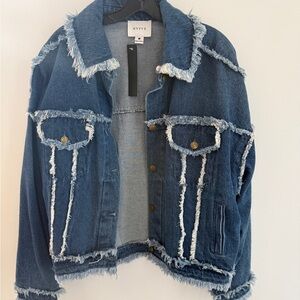 HYFVE Distressed Denim Jacket with Frayed Details